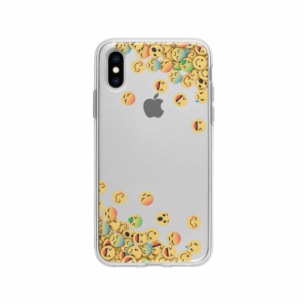 Coque Pour iPhone X Emojis Tombants - Coque Wiqeo 10€-15€, Estelle Adam, iPhone X, Motif Wiqeo, Déstockeur de Coques Pour iPhone