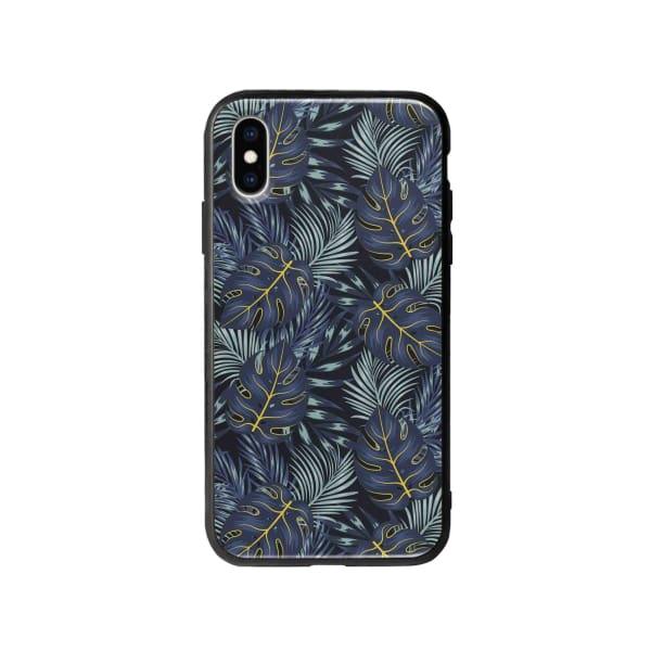 Coque Pour iPhone X Feuilles Bleuâtres - Coque Wiqeo 10€-15€, Estelle Adam, Feuilles, iPhone X, Motif Wiqeo, Déstockeur de Coques Pour iPhone