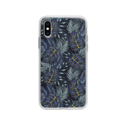 Coque Pour iPhone X Feuilles Bleuâtres - Coque Wiqeo 10€-15€, Estelle Adam, Feuilles, iPhone X, Motif Wiqeo, Déstockeur de Coques Pour iPhone