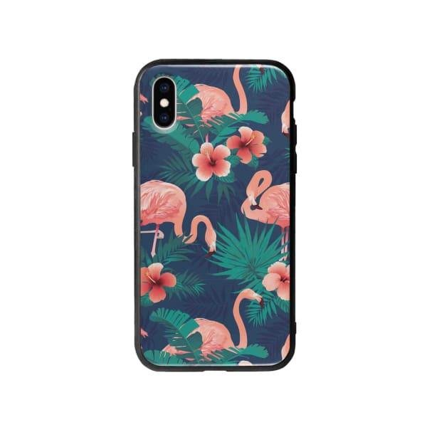 Coque Pour iPhone X Flamant Rose Palmier - Coque Wiqeo 10€-15€, Estelle Adam, Feuilles, iPhone X, Motif Wiqeo, Déstockeur de Coques Pour iPhone