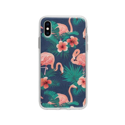 Coque Pour iPhone X Flamant Rose Palmier - Coque Wiqeo 10€-15€, Estelle Adam, Feuilles, iPhone X, Motif Wiqeo, Déstockeur de Coques Pour iPhone