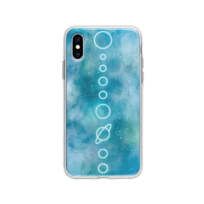 Coque Pour iPhone X Système Solaire Néon - Coque Wiqeo 10€-15€, Estelle Adam, Illustration, iPhone X, Motif Wiqeo, Déstockeur de Coques Pour iPhone