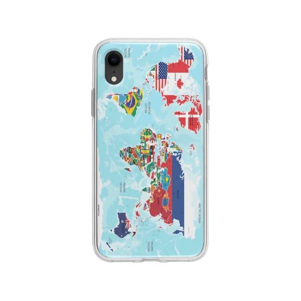 Coque Pour iPhone XR Carte du Monde - Coque Wiqeo 10€-15€, Estelle Adam, Illustration, iPhone XR Wiqeo, Déstockeur de Coques Pour iPhone