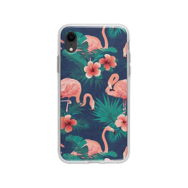 Coque Pour iPhone XR Flamant Rose Palmier - Coque Wiqeo 10€-15€, Estelle Adam, Feuilles, iPhone XR, Motif Wiqeo, Déstockeur de Coques Pour iPhone