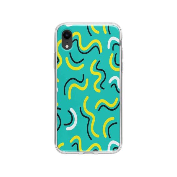 Coque Pour iPhone XR Griffonnages Turquois - Coque Wiqeo 10€-15€, Estelle Adam, iPhone XR, Motif Wiqeo, Déstockeur de Coques Pour iPhone