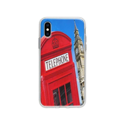 Coque Pour iPhone XS Cabine Téléphonique - Coque Wiqeo 10€-15€, Estelle Adam, Illustration, iPhone XS, U.K. Wiqeo, Déstockeur de Coques Pour iPhone