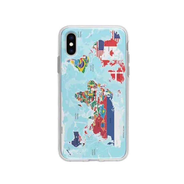 Coque Pour iPhone XS Carte du Monde - Coque Wiqeo 10€-15€, Estelle Adam, Illustration, iPhone XS Wiqeo, Déstockeur de Coques Pour iPhone