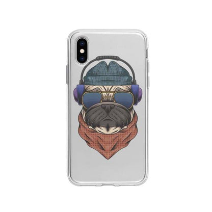 Coque Pour iPhone XS Chien Écouteurs - Coque Wiqeo 10€-15€, Animaux, Estelle Adam, Illustration, iPhone XS Wiqeo, Déstockeur de Coques Pour iPhone