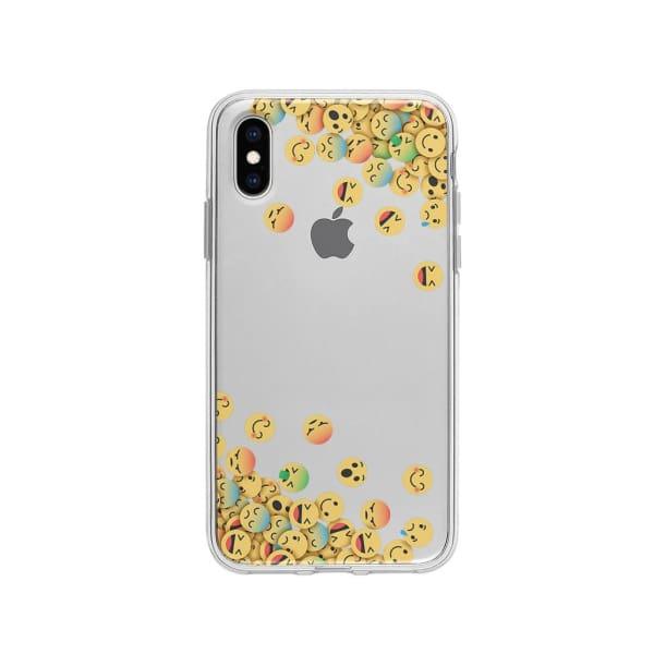 Coque Pour iPhone XS Emojis Tombants - Coque Wiqeo 10€-15€, Estelle Adam, iPhone XS, Motif Wiqeo, Déstockeur de Coques Pour iPhone