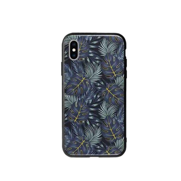 Coque Pour iPhone XS Feuilles Bleuâtres - Coque Wiqeo 10€-15€, Estelle Adam, Feuilles, iPhone XS, Motif Wiqeo, Déstockeur de Coques Pour iPhone