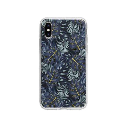 Coque Pour iPhone XS Feuilles Bleuâtres - Coque Wiqeo 10€-15€, Estelle Adam, Feuilles, iPhone XS, Motif Wiqeo, Déstockeur de Coques Pour iPhone