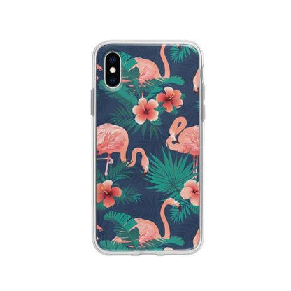 Coque Pour iPhone XS Flamant Rose Palmier - Coque Wiqeo 10€-15€, Estelle Adam, Feuilles, iPhone XS, Motif Wiqeo, Déstockeur de Coques Pour iPhone