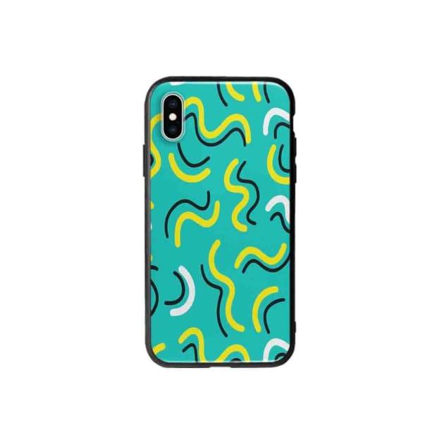 Coque Pour iPhone XS Griffonnages Turquois - Coque Wiqeo 10€-15€, Estelle Adam, iPhone XS, Motif Wiqeo, Déstockeur de Coques Pour iPhone