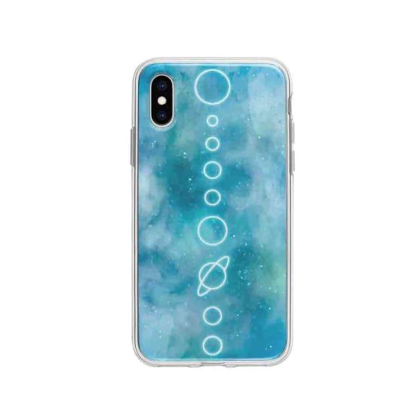 Coque Pour iPhone XS Système Solaire Néon - Coque Wiqeo 10€-15€, Estelle Adam, Illustration, iPhone XS, Motif Wiqeo, Déstockeur de Coques Pour iPhone