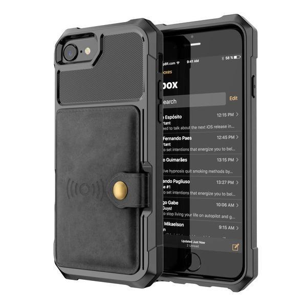 Coque ultra résistante avec portefeuille en cuir pour iPhone 12 Pro - 
