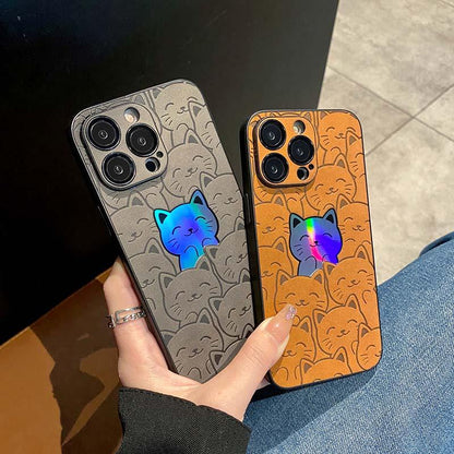 Coque Chat Coloré Aspect Cuir pour iPhone 13 Pro Max - Coque Wiqeo 15€-20€, Coque, Cuir, iPhone 13 Pro Max Wiqeo, Déstockeur de Coques Pour iPhone