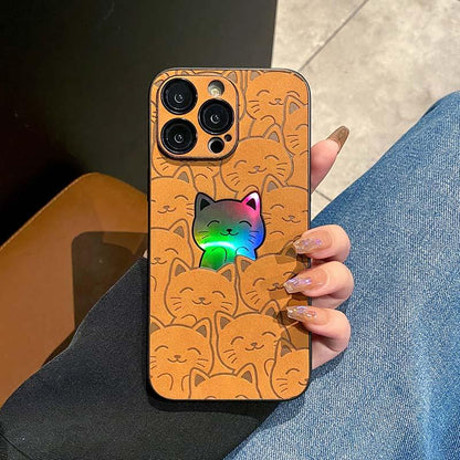 Coque Chat Coloré Aspect Cuir pour iPhone 13 Pro Max - Coque Wiqeo 15€-20€, Coque, Cuir, iPhone 13 Pro Max Wiqeo, Déstockeur de Coques Pour iPhone