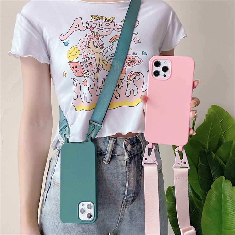 Coque en Silicone avec Sangle pour iPhone 15 Plus - Coque Wiqeo 15€-20€, Chaine, Coque, iPhone 15 Plus, Silicone Wiqeo, Déstockeur de Coques Pour iPhone