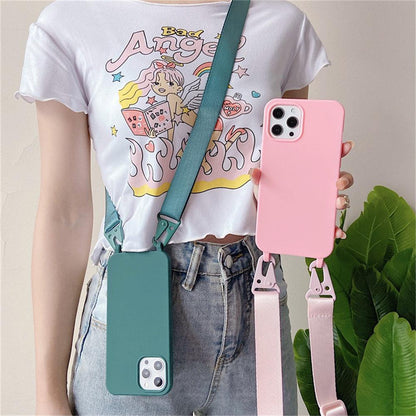 Coque en Silicone avec Sangle pour iPhone 15 Plus - Coque Wiqeo 15€-20€, Chaine, Coque, iPhone 15 Plus, Silicone Wiqeo, Déstockeur de Coques Pour iPhone
