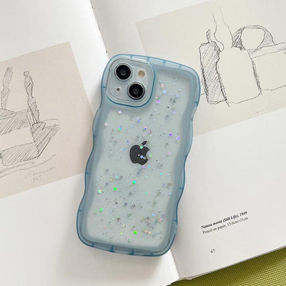 Coque en Vagues Transparente pour iPhone 15 - Coque Wiqeo 10€-15€, Coque, iPhone 15, Scintillante, Silicone, Transparente Wiqeo, Déstockeur de Coques Pour iPhone