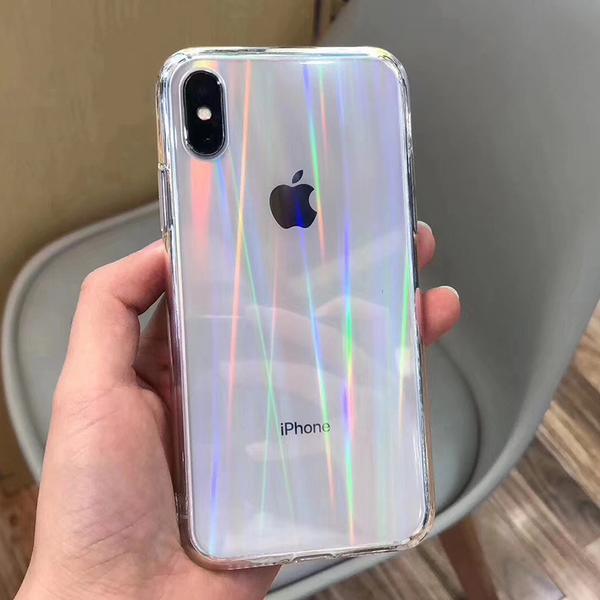 Coque gravée au laser reflète les couleurs de l'arc en ciel pour iPhone 8 - 