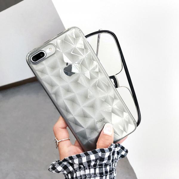 Coque luxueuse transparente à texture diamant pour iPhone 7 - Transparent Noir