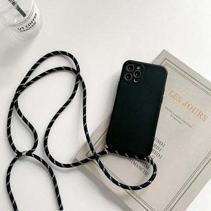 Coque Minimaliste en Silicone avec Sangle pour iPhone 15 Plus - Coque Wiqeo 10€-15€, Chaine, Coque, iPhone 15 Plus, Silicone Wiqeo, Déstockeur de Coques Pour iPhone