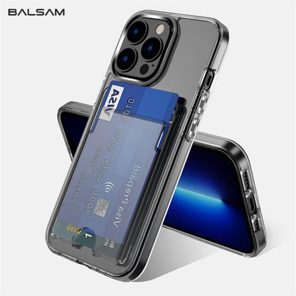 Coque Porte-cartes Antichoc Transparente pour iPhone 13 Pro Max - Coque Wiqeo 10€-15€, Coque, iPhone 13 Pro Max, Portefeuille, Silicone, Transparente Wiqeo, Déstockeur de Coques Pour iPhone