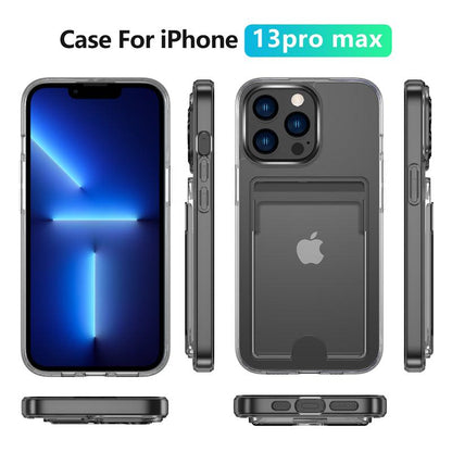 Coque Porte-cartes Antichoc Transparente pour iPhone 13 Pro Max - Coque Wiqeo 10€-15€, Coque, iPhone 13 Pro Max, Portefeuille, Silicone, Transparente Wiqeo, Déstockeur de Coques Pour iPhone