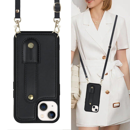 Coque Portefeuille Aspect Cuir avec Sangle pour iPhone 13 Pro Max - Coque Wiqeo 15€-20€, Chaine, Coque, iPhone 13 Pro Max, Portefeuille Wiqeo, Déstockeur de Coques Pour iPhone