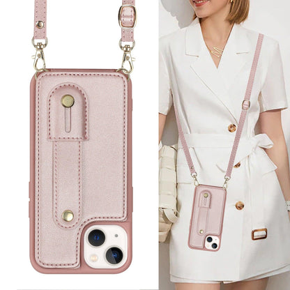 Coque Portefeuille Aspect Cuir avec Sangle pour iPhone 14 Plus - Coque Wiqeo 15€-20€, Chaine, Coque, iPhone 14 Plus, Portefeuille Wiqeo, Déstockeur de Coques Pour iPhone
