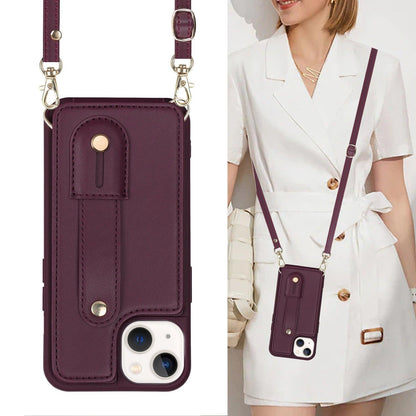 Coque Portefeuille Aspect Cuir avec Sangle pour iPhone 14 Plus - Coque Wiqeo 15€-20€, Chaine, Coque, iPhone 14 Plus, Portefeuille Wiqeo, Déstockeur de Coques Pour iPhone