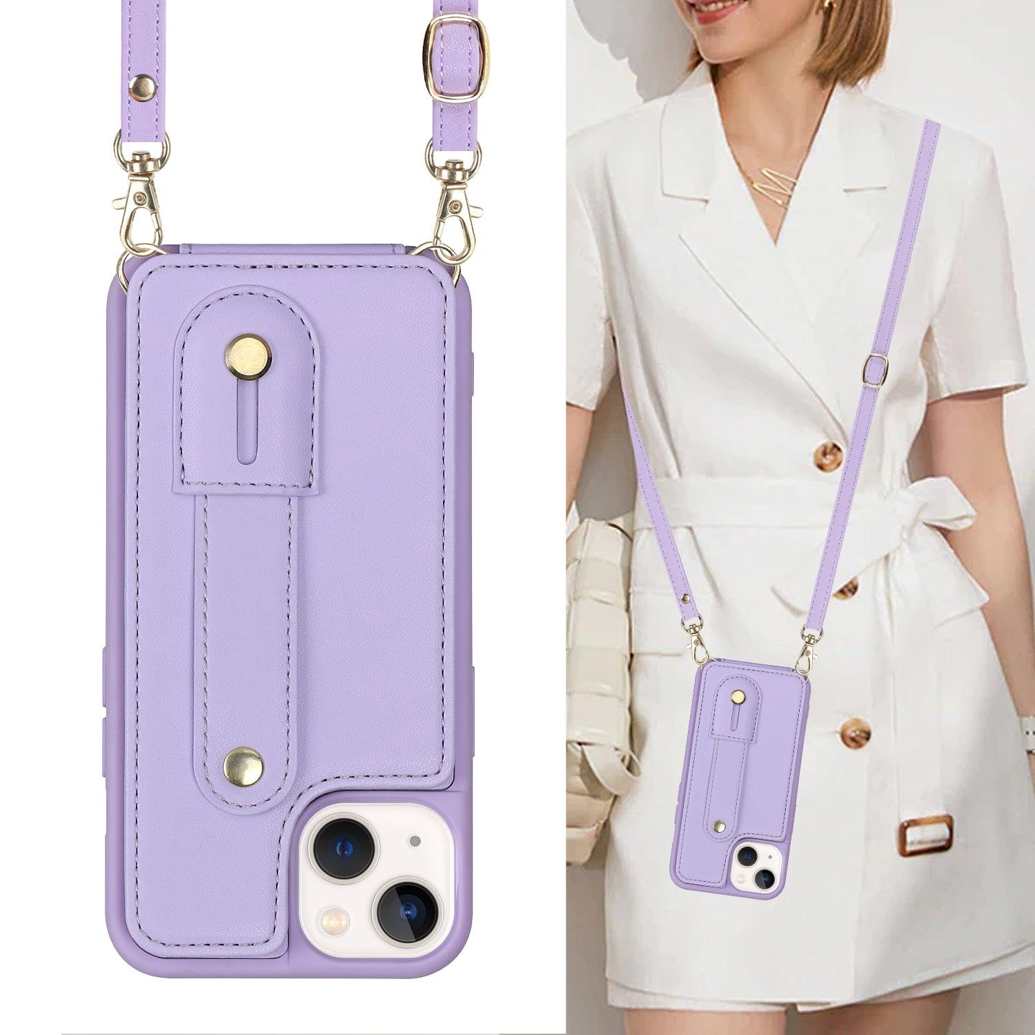Coque Portefeuille Aspect Cuir avec Sangle pour iPhone 15 - Coque Wiqeo 15€-20€, Chaine, Coque, iPhone 15, Portefeuille Wiqeo, Déstockeur de Coques Pour iPhone