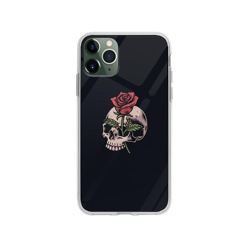 Coque Crâne Et Rose pour iPhone 11 Pro Max - Coque Wiqeo 10€-15€, Fleur, Illustration, iPhone 11 Pro Max, Megane N Wiqeo, Déstockeur de Coques Pour iPhone