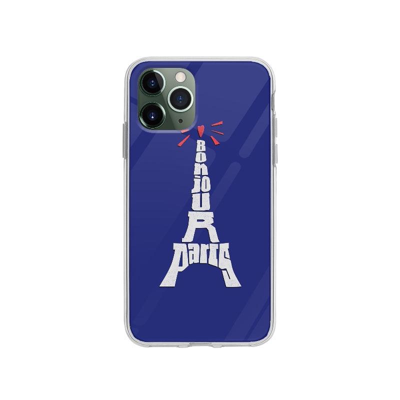 Coque Bonjour Paris Tour Eiffel pour iPhone 11 Pro - Coque Wiqeo 10€-15€, Illustration, iPhone 11 Pro, Nadine P, Texte, Voyage Wiqeo, Déstockeur de Coques Pour iPhone