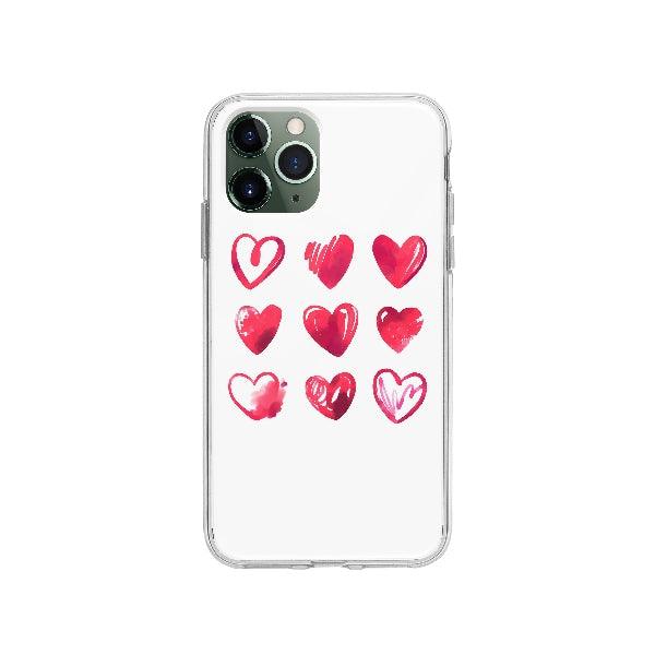 Coque Coeurs Dessinés pour iPhone 11 Pro - Transparent