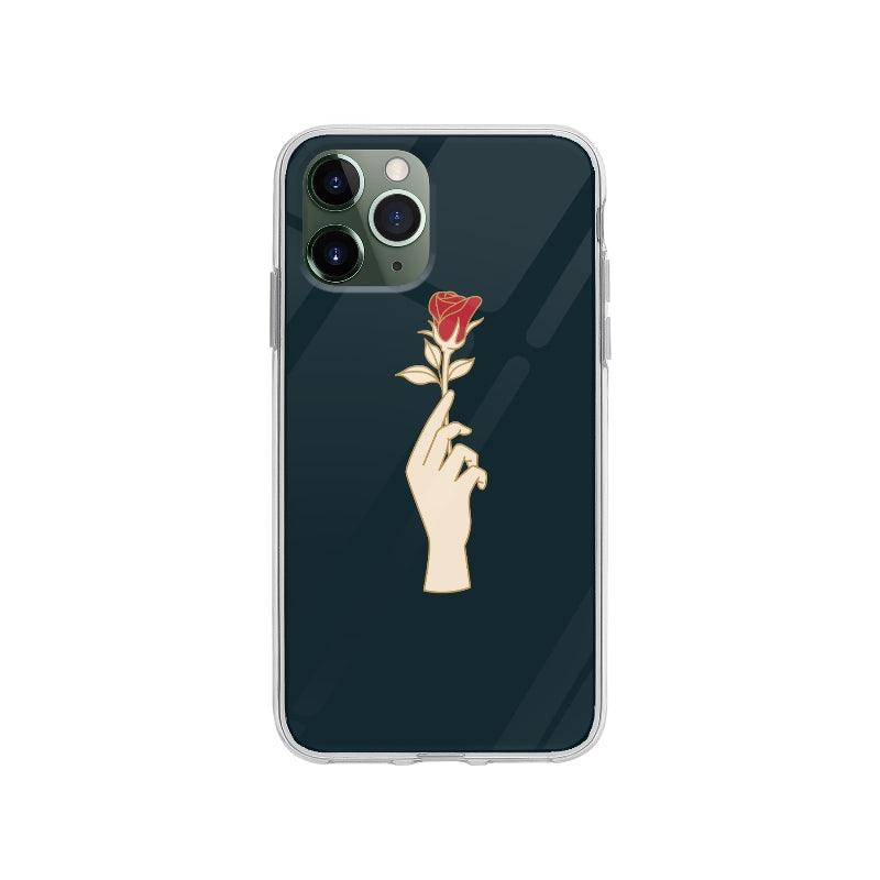 Coque Main Et Rose pour iPhone 11 Pro - Coque Wiqeo 10€-15€, Didier M, Fleur, Illustration, iPhone 11 Pro Wiqeo, Déstockeur de Coques Pour iPhone