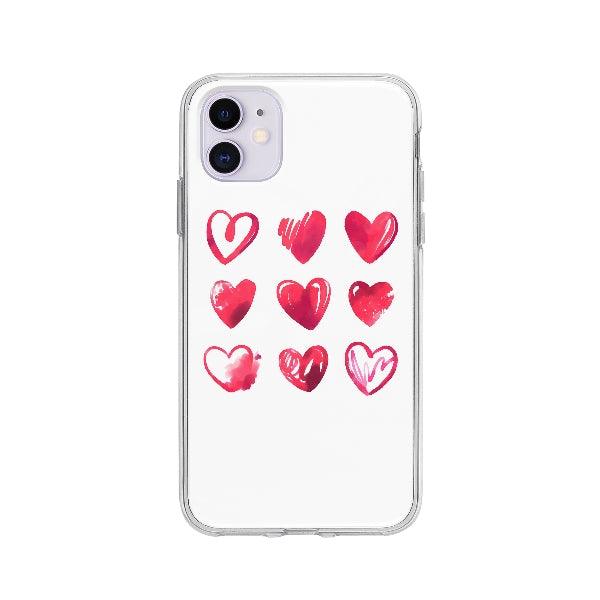 Coque Coeurs Dessinés pour iPhone 11 - Transparent