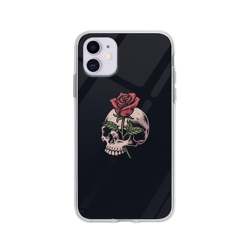 Coque Crâne Et Rose pour iPhone 11 - Coque Wiqeo 10€-15€, Fleur, Illustration, iPhone 11, Megane N Wiqeo, Déstockeur de Coques Pour iPhone