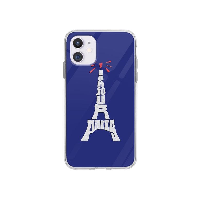 Coque Bonjour Paris Tour Eiffel pour iPhone 12 Max - Coque Wiqeo 10€-15€, Illustration, iPhone 12 Max, Nadine P, Texte, Voyage Wiqeo, Déstockeur de Coques Pour iPhone