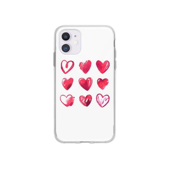 Coque Coeurs Dessinés pour iPhone 12 Max - Transparent