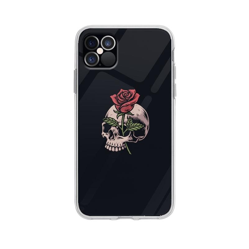Coque Crâne Et Rose pour iPhone 12 Pro Max - Transparent
