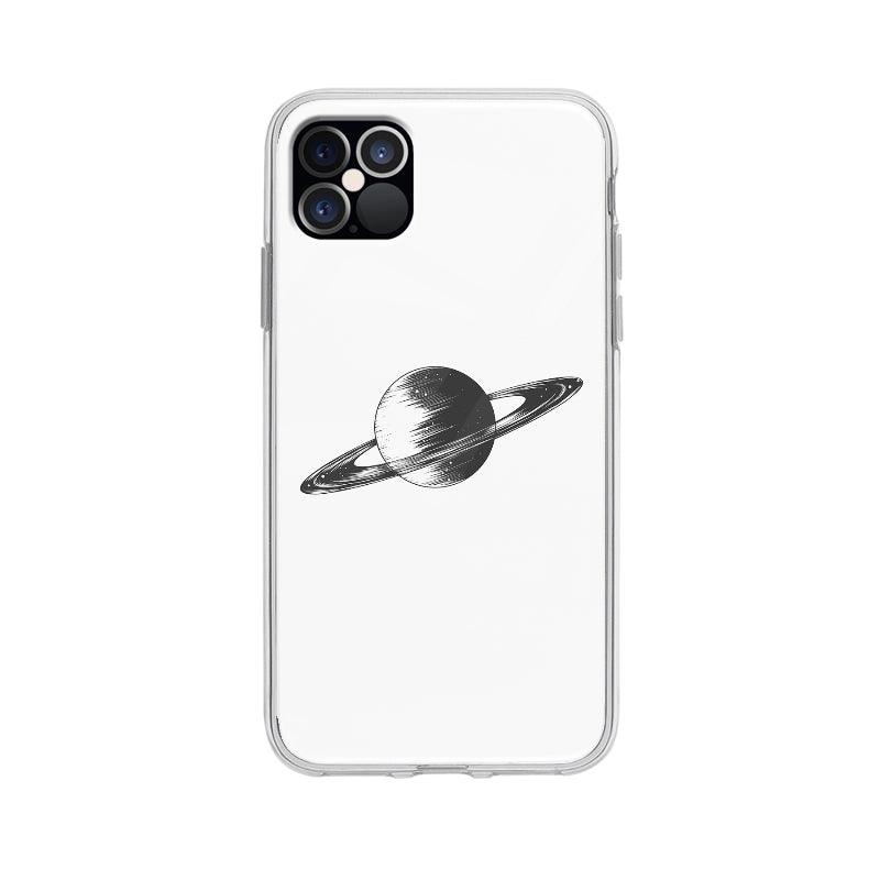 Coque Saturne Monochrome pour iPhone 12 Pro Max - Coque Wiqeo 10€-15€, Espace, Illustration, iPhone 12 Pro Max, Oriane G Wiqeo, Déstockeur de Coques Pour iPhone