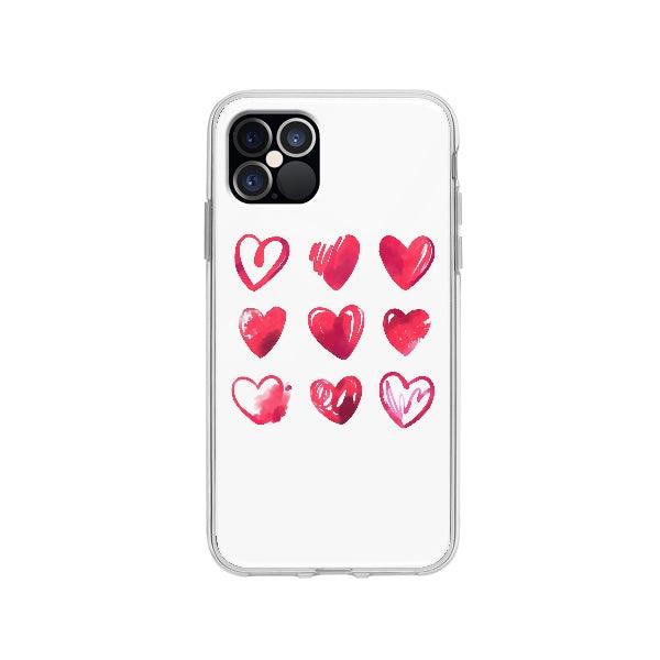Coque Coeurs Dessinés pour iPhone 12 Pro - Transparent
