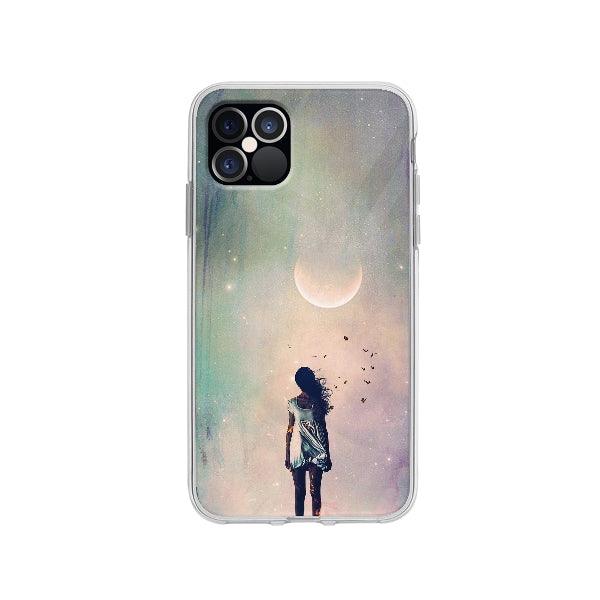 Coque Femme Sous La Lune pour iPhone 12 Pro - Transparent