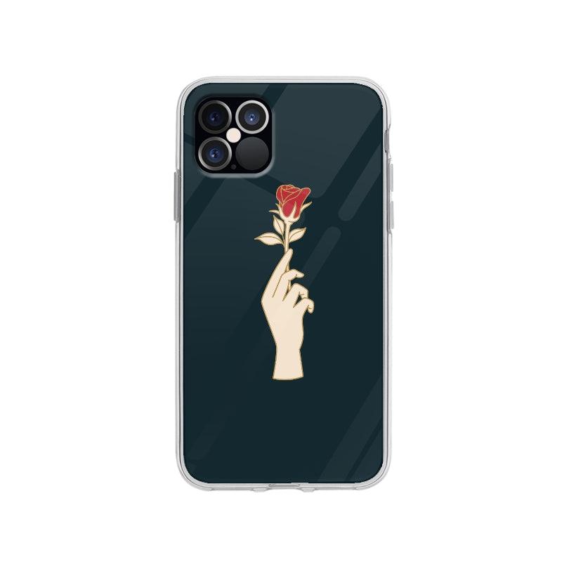 Coque Main Et Rose pour iPhone 12 Pro - Coque Wiqeo 10€-15€, Didier M, Fleur, Illustration, iPhone 12 Pro Wiqeo, Déstockeur de Coques Pour iPhone