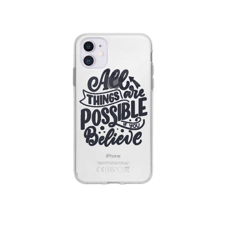 Coque All Things Are Possible If You Believe pour iPhone 12 - Coque Wiqeo 10€-15€, Andy J, Anglais, Citation, Expression, iPhone 12, Motivation, Quote Wiqeo, Déstockeur de Coques Pour iPhone