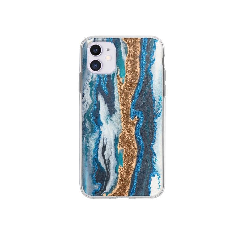 Coque Peinture Bleue Dorée pour iPhone 12 - Coque Wiqeo 10€-15€, Abstrait, Amelie Q, iPhone 12 Wiqeo, Déstockeur de Coques Pour iPhone