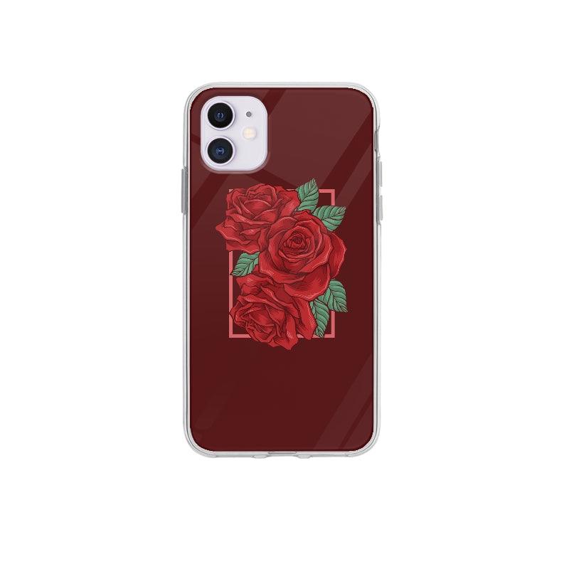 Coque Roses Rouges pour iPhone 12 - Coque Wiqeo 10€-15€, Claudine M, Fleur, Géométrie, Illustration, iPhone 12 Wiqeo, Déstockeur de Coques Pour iPhone