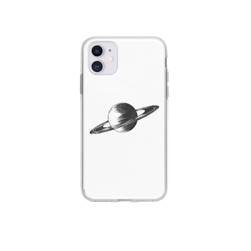 Coque Saturne Monochrome pour iPhone 12 - Coque Wiqeo 10€-15€, Espace, Illustration, iPhone 12, Oriane G Wiqeo, Déstockeur de Coques Pour iPhone